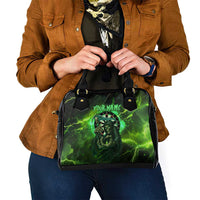 Grim Reaper and Dartboard Darts Shoulder Handbag with Green Lightning Background and Custom Team Name - Wonder Print Shop