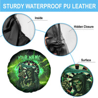 Grim Reaper and Dartboard Darts Spare Tire Cover with Green Lightning Background and Custom Team Name - Wonder Print Shop