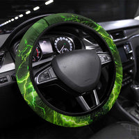 Grim Reaper and Dartboard Darts Steering Wheel Cover with Green Lightning Background - Wonder Print Shop