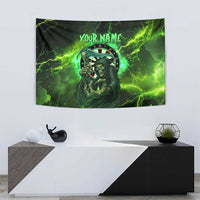Grim Reaper and Dartboard Darts Tapestry with Green Lightning Background and Custom Team Name - Wonder Print Shop