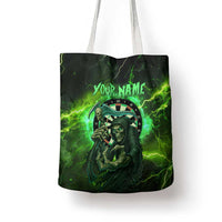 Grim Reaper and Dartboard Darts Tote Bag with Green Lightning Background and Custom Team Name - Wonder Print Shop