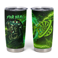 Grim Reaper and Dartboard Darts Tumbler Cup with Green Lightning Background and Custom Team Name - Wonder Print Shop