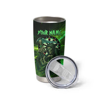 Grim Reaper and Dartboard Darts Tumbler Cup with Green Lightning Background and Custom Team Name - Wonder Print Shop