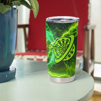 Grim Reaper and Dartboard Darts Tumbler Cup with Green Lightning Background and Custom Team Name - Wonder Print Shop