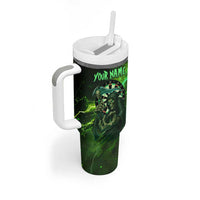Grim Reaper and Dartboard Darts Tumbler With Handle with Green Lightning Background and Custom Team Name - Wonder Print Shop