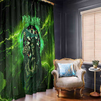 Grim Reaper and Dartboard Darts Window Curtain with Green Lightning Background and Custom Team Name - Wonder Print Shop