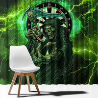 Grim Reaper and Dartboard Darts Window Curtain with Green Lightning Background and Custom Team Name - Wonder Print Shop