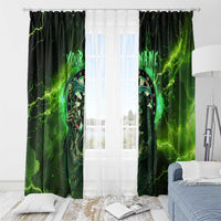 Grim Reaper and Dartboard Darts Window Curtain with Green Lightning Background and Custom Team Name - Wonder Print Shop
