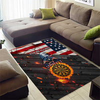 Custom American Flag and Bald Eagle Darts Area Rug with Flaming Dartboard - Wonder Print Shop