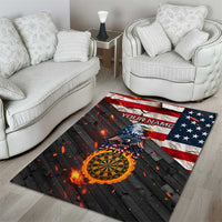 Custom American Flag and Bald Eagle Darts Area Rug with Flaming Dartboard - Wonder Print Shop