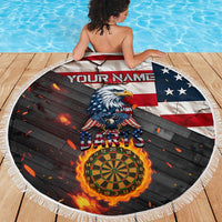 Custom American Flag and Bald Eagle Darts Beach Blanket with Flaming Dartboard - Wonder Print Shop