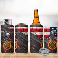 Custom American Flag and Bald Eagle Darts 4 in 1 Can Cooler Tumbler with Flaming Dartboard - Wonder Print Shop