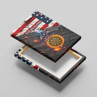 Custom American Flag and Bald Eagle Darts Canvas Wall Art with Flaming Dartboard - Wonder Print Shop