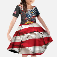 Custom American Flag and Bald Eagle Darts Family Matching Puletasi and Hawaiian Shirt with Flaming Dartboard - Wonder Print Shop