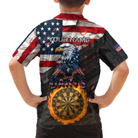 Custom American Flag and Bald Eagle Darts Family Matching Tank Maxi Dress and Hawaiian Shirt with Flaming Dartboard - Wonder Print Shop