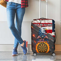 Custom American Flag and Bald Eagle Darts Luggage Cover with Flaming Dartboard - Wonder Print Shop