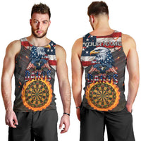 Custom American Flag and Bald Eagle Darts Men Tank Top with Flaming Dartboard - Wonder Print Shop