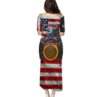 Custom American Flag and Bald Eagle Darts Puletasi with Flaming Dartboard - Wonder Print Shop