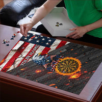 Custom American Flag and Bald Eagle Darts Puzzle with Flaming Dartboard - Wonder Print Shop