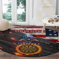Custom American Flag and Bald Eagle Darts Round Carpet with Flaming Dartboard - Wonder Print Shop