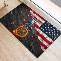 Custom American Flag and Bald Eagle Darts Rubber Doormat with Flaming Dartboard - Wonder Print Shop