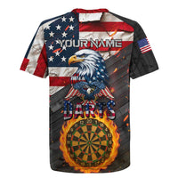 Custom American Flag and Bald Eagle Darts Rugby Jersey with Flaming Dartboard - Wonder Print Shop