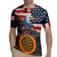 Custom American Flag and Bald Eagle Darts Rugby Jersey with Flaming Dartboard - Wonder Print Shop