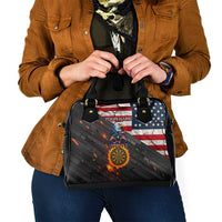 Custom American Flag and Bald Eagle Darts Shoulder Handbag with Flaming Dartboard - Wonder Print Shop