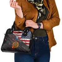 Custom American Flag and Bald Eagle Darts Shoulder Handbag with Flaming Dartboard - Wonder Print Shop