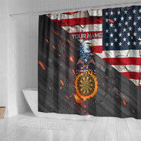 Custom American Flag and Bald Eagle Darts Shower Curtain with Flaming Dartboard - Wonder Print Shop