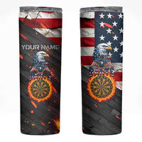 Custom American Flag and Bald Eagle Darts Skinny Tumbler with Flaming Dartboard - Wonder Print Shop
