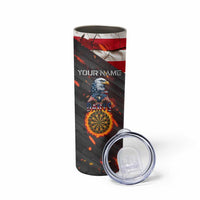 Custom American Flag and Bald Eagle Darts Skinny Tumbler with Flaming Dartboard - Wonder Print Shop