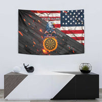 Custom American Flag and Bald Eagle Darts Tapestry with Flaming Dartboard - Wonder Print Shop