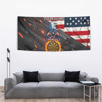 Custom American Flag and Bald Eagle Darts Tapestry with Flaming Dartboard - Wonder Print Shop