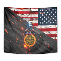 Custom American Flag and Bald Eagle Darts Tapestry with Flaming Dartboard - Wonder Print Shop