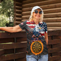 Custom American Flag and Bald Eagle Darts Women Polo Shirt with Flaming Dartboard - Wonder Print Shop