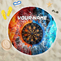 Custom Thunder Lightning Darts Beach Blanket Dartboard Water Fire - Wonder Print Shop