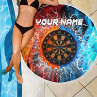 Custom Thunder Lightning Darts Beach Blanket Dartboard Water Fire - Wonder Print Shop