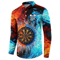Custom Thunder Lightning Darts Button Sweatshirt Dartboard Water Fire - Wonder Print Shop