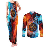 Custom Thunder Lightning Darts Couples Matching Tank Maxi Dress and Long Sleeve Button Shirt Dartboard Water Fire - Wonder Print Shop