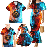 Custom Thunder Lightning Darts Family Matching Mermaid Dress and Hawaiian Shirt Dartboard Water Fire - Wonder Print Shop