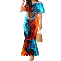 Custom Thunder Lightning Darts Family Matching Mermaid Dress and Hawaiian Shirt Dartboard Water Fire - Wonder Print Shop