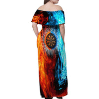 Custom Thunder Lightning Darts Family Matching Off Shoulder Maxi Dress and Hawaiian Shirt Dartboard Water Fire - Wonder Print Shop