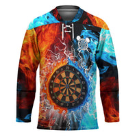 Custom Thunder Lightning Darts Hockey Jersey Dartboard Water Fire - Wonder Print Shop