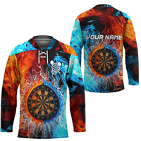 Custom Thunder Lightning Darts Hockey Jersey Dartboard Water Fire - Wonder Print Shop
