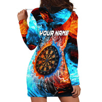 Custom Thunder Lightning Darts Hoodie Dress Dartboard Water Fire - Wonder Print Shop
