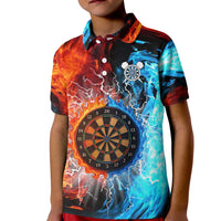 Custom Thunder Lightning Darts Kid Polo Shirt Dartboard Water Fire - Wonder Print Shop
