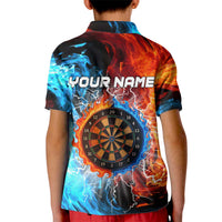 Custom Thunder Lightning Darts Kid Polo Shirt Dartboard Water Fire - Wonder Print Shop