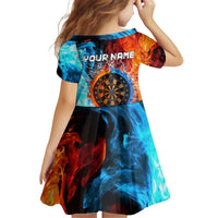 Custom Thunder Lightning Darts Kid Short Sleeve Dress Dartboard Water Fire - Wonder Print Shop