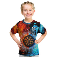 Custom Thunder Lightning Darts Kid T Shirt Dartboard Water Fire - Wonder Print Shop